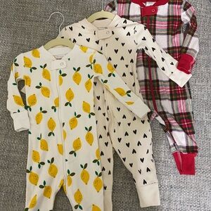 Lot of 3 - Hanna Andersson 100% Organic Cotton Pajamas - Size 6-12 months